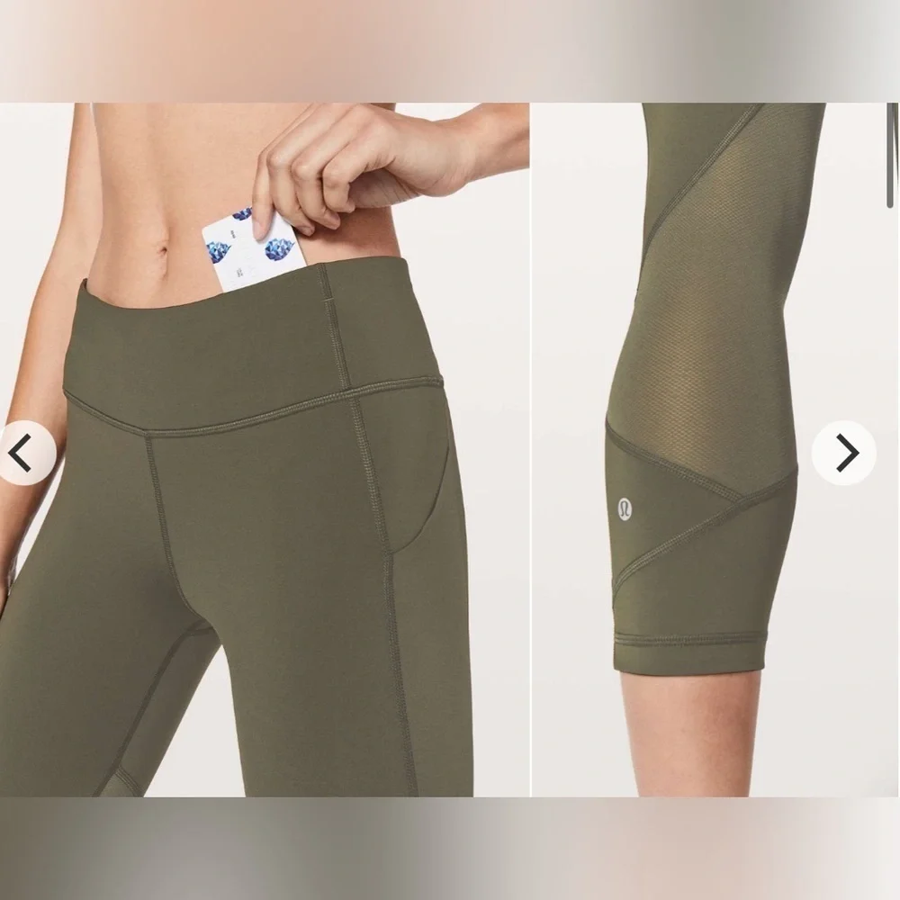 Lululemon Pace Rival Crop Full On Luxtreme 22”  Size 6 Dark Olive sport gym yoga